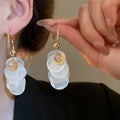 Copper Zircon Round Shell Tassel Hoop Earrings Vintage Light Luxury Jewelry For Women view 4