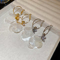 Copper Zircon Round Shell Tassel Hoop Earrings Vintage Light Luxury Jewelry For Women view 3