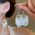 Copper Zircon Round Shell Tassel Hoop Earrings Vintage Light Luxury Jewelry For Women view 2
