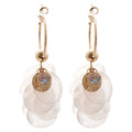 Copper Zircon Round Shell Tassel Hoop Earrings Vintage Light Luxury Jewelry For Women view 5