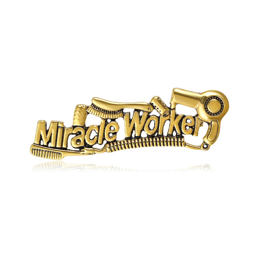 Alloy Enamel Barber Letter Brooch Pin For Apparel Decoration