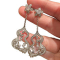 Chic Copper Zircon Flower Gourd Tassel Drop Earrings With Silver Needle Posts For Women view 5