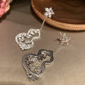 Chic Copper Zircon Flower Gourd Tassel Drop Earrings With Silver Needle Posts For Women view 3