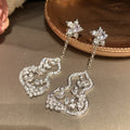 Chic Copper Zircon Flower Gourd Tassel Drop Earrings With Silver Needle Posts For Women view 4