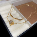 18K Gold Plated Copper Zircon Double Layer Round Geometric Clavicle Necklace view 2
