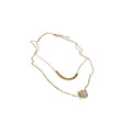 18K Gold Plated Copper Zircon Double Layer Round Geometric Clavicle Necklace view 5