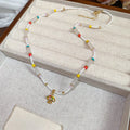 Colorful Mushroom Faux Pearl Necklace Oval Geometric Beach Vacation Light Luxury Clavicle Chain view 4