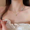 Colorful Mushroom Faux Pearl Necklace Oval Geometric Beach Vacation Light Luxury Clavicle Chain view 3