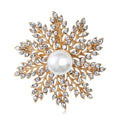 Alloy Rhinestone Pearl Snowflake Brooch For Elegant Women's Apparel view 1