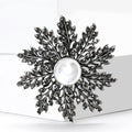 Alloy Rhinestone Pearl Snowflake Brooch For Elegant Women's Apparel view 4