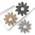 Alloy Rhinestone Pearl Snowflake Brooch For Elegant Women's Apparel view 2