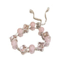 Light Luxury Copper Bangle With White And Pink Crystal Clover Leaf Flower Beads view 5