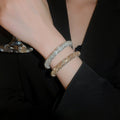 Rhinestone Twisted Round Open Bangle For Women Vintage Light Luxury Metal Bracelet view 3