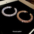 Rhinestone Twisted Round Open Bangle For Women Vintage Light Luxury Metal Bracelet view 4