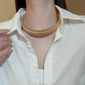 Metal Irregular Geometric Round Choker Necklace For Women, Statement Light Luxury Collarbone Chain view 1