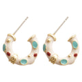 Light Luxury Alloy Irregular C Letter Enamel Stud Earrings With Silver Needle For Women view 5