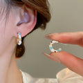 Light Luxury Alloy Irregular C Letter Enamel Stud Earrings With Silver Needle For Women view 2