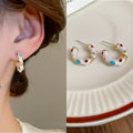 Light Luxury Alloy Irregular C Letter Enamel Stud Earrings With Silver Needle For Women view 1