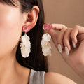 Elegant Korean Acrylic Heart Stud With Shell Petal Tassel Flower Drop Lightweight Fashion Earrings view 1