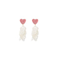 Elegant Korean Acrylic Heart Stud With Shell Petal Tassel Flower Drop Lightweight Fashion Earrings view 5