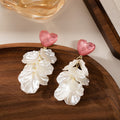 Elegant Korean Acrylic Heart Stud With Shell Petal Tassel Flower Drop Lightweight Fashion Earrings view 3