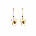 Luxury Alloy Planet Orbit Black Bead Long Drop Stud Earrings For Women Elegant Geometric Pendant Earrings view 5