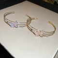 2026 New Copper Zircon Butterfly Double Layer Open Bangle For Women Light Luxury Fashion Jewelry view 4