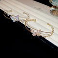 2026 New Copper Zircon Butterfly Double Layer Open Bangle For Women Light Luxury Fashion Jewelry view 2