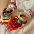 Acrylic Marbled Irregular Open Cuff Bangle Minimalist Versatile Forest Style Bracelet view 2