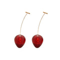 Sweet Korean Style Acrylic Strawberry Pendant Drop Earrings With Silver Needle Posts view 5