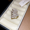 French Light Luxury Multi-Layer Round Faux Pearl Clip-on Earrings, Geometric Ear Cuff Style view 3