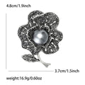 Gunmetal Alloy Pearl Flower Brooch Pin For Elegant Apparel view 5