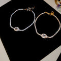 Light Luxury Copper Oval Zircon Geometric Bangle For Women Elegant Fashion Jewelry view 4