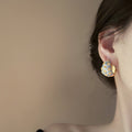 Rhinestone Enamel Flower C-Shaped Alloy Earrings Retro Court Style Light Luxury Letter Ear Cuffs view 2
