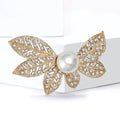 Rhinestone Pearl Alloy Leaf Brooch For Cardigans And Coats view 3
