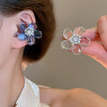 Sweet Floral Zircon Crystal Clip-on Earrings, No-Piercing Ear Cuff Jewelry view 1