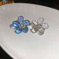 Sweet Floral Zircon Crystal Clip-on Earrings, No-Piercing Ear Cuff Jewelry view 4