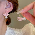 Summer Dopamine Colorful Flower Copper Stud Earrings Fresh Chic Light Luxury Fashion Jewelry view 3