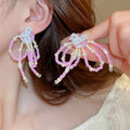 Summer Dopamine Colorful Flower Copper Stud Earrings Fresh Chic Light Luxury Fashion Jewelry view 4