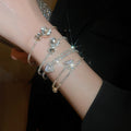 Light Luxury Copper Square Open Bangle With Zircon Inlay European American Designer Style view 2