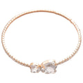 Light Luxury Copper Square Open Bangle With Zircon Inlay European American Designer Style view 5