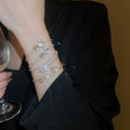 Light Luxury Copper Square Open Bangle With Zircon Inlay European American Designer Style view 4