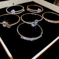 Light Luxury Copper Square Open Bangle With Zircon Inlay European American Designer Style view 3