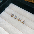 Copper Zirconia Flower Stud Earrings Petite Sweet Light Luxury Designer Floral Earrings view 3