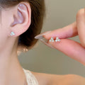 Copper Zirconia Flower Stud Earrings Petite Sweet Light Luxury Designer Floral Earrings view 2
