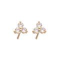 Copper Zirconia Flower Stud Earrings Petite Sweet Light Luxury Designer Floral Earrings view 5