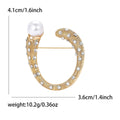 Alloy Rhinestone Pearl U Shaped Brooch Pin For Women's Apparel Decor view 6