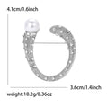 Alloy Rhinestone Pearl U Shaped Brooch Pin For Women's Apparel Decor view 5