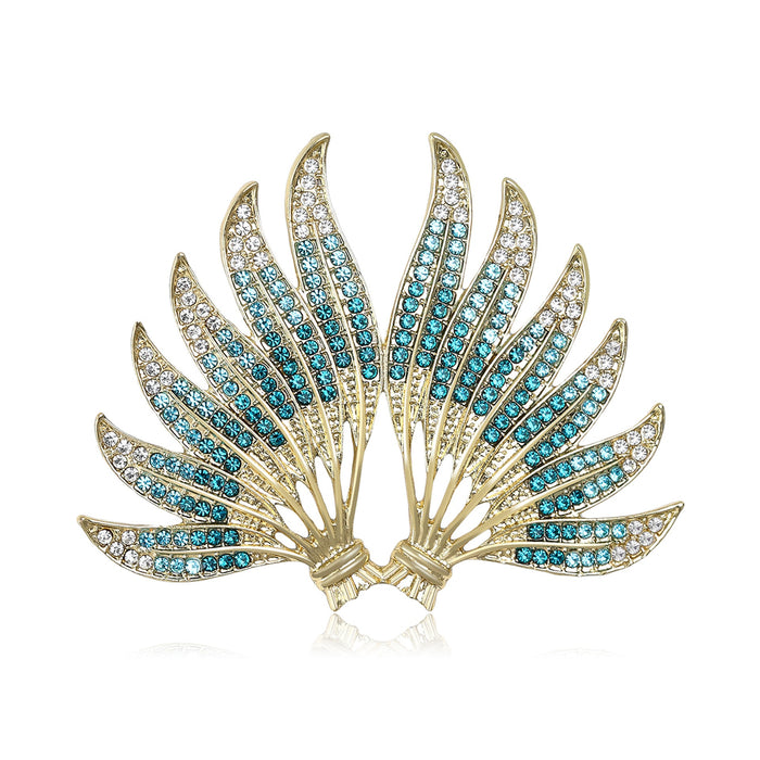Alloy Rhinestone Colorful Wing Brooch For Elegant Women's Apparel