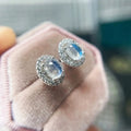 Glossy Faux Moonstone Zircon Micro Pave Stud Earrings, Delicate Daily Wear Women's Jewelry view 2